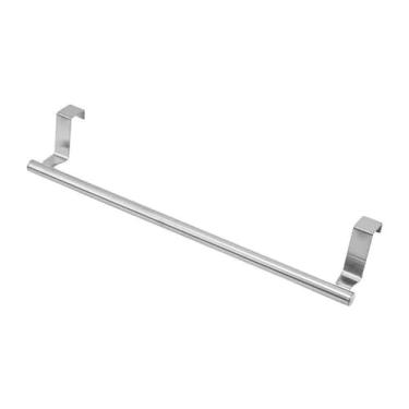 Imagem de Toalheiro sobre a porta, barra de toalha de aço inoxidável, organizador de armazenamento, porta de armário de cozinha e banheiro, toalheiro pendurado, prata, L, largura: 7 cm