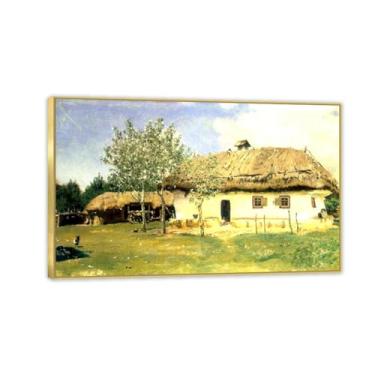 Imagem de Moldura dourada. Pintura em tela Ilya Repin. Impressões de arte famosas. Reprodução de pinturas famosas. Imagens de arte de parede de decoração de casa moderna (casa camponesa) moldura dourada de 40 x