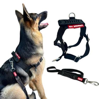 Imagem de Coleira Peitoral Anti-puxão com Guia para Cães Fortes Tamanho G - Canadá K9 (preto)