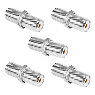 Imagem de Alinan 5 peças Conector de anteparo UHF UHF-KKY Adaptador RF coaxial de baixa perda UHF fêmea para fêmea UHF com junta de porca todo em cobre