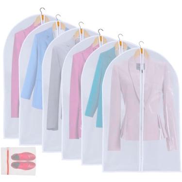 Imagem de MsKitchen Bolsas Para Ternos Femininos De 36", Roupas Penduradas, Plásticas Armazenamento No Armário, Capas Terno Com Zíper Casacos Curtos, Jaquetas, Camisas 24" X 36" / Pacote 6 (24" 6)