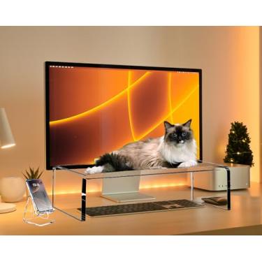 Imagem de VTZEOTQ Suporte De Monitor Acrílico Transparente 20", Capa Para Teclado Laptop À Prova Gatos, Protetor Anti-Gatos, Evita Que Os Gatos Toquem No Teclado, Armazenamento
