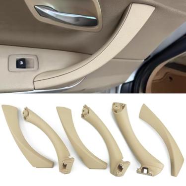 Imagem de CHUANGHUI Maçaneta de porta de carro para BMW Série 3 E90 E91 2006-2012 Maçanetas de porta interior substituir capa conjunto de maçaneta de porta de carro 323i 325i 328i 330i 335i (bege)