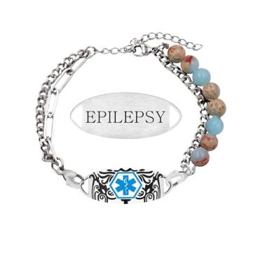 Imagem de Tobestu Pulseira de identificação médica de aço inoxidável – Pulseiras hipoalergênicas ajustáveis com design de corrente de camada dupla para mulheres YA5493, Adjustable, Pedra, Sem Pedra Preciosa