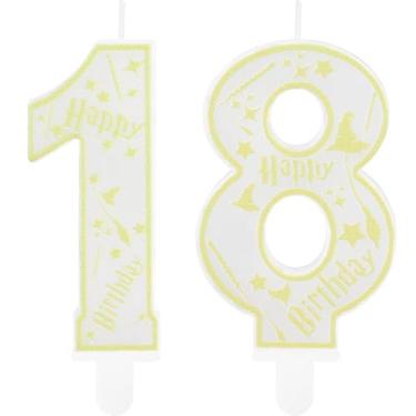 Imagem de Hongplus Velas de aniversário para festa de feiticeiro mágico, número 18, enfeite de bolo, tema escolar, feliz aniversário de 18 anos, decorações de bolo para meninos e meninas