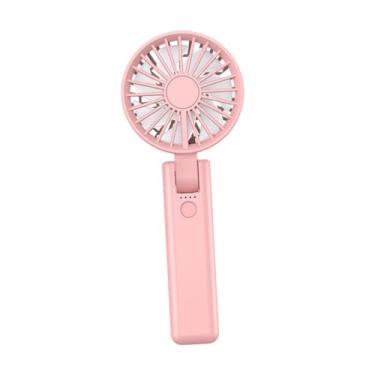 Imagem de XLWLLNJ Ventilador dobrável do ventilador dobrável de mão fã de desktop leves fã de colar recarregável USB ventilador de refrigeração pessoal para dormitório, Rosa