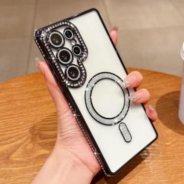 Imagem de MVVKKY Para Smaung A25 Capa de proteção de lente completa galvanizada capa traseira magnética transparente (para Smaung A25/preto)