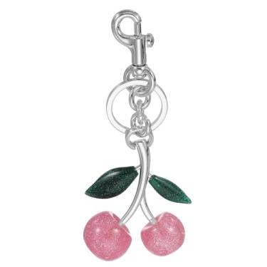 Imagem de PATIKIL Chaveiro de cereja para mulheres, bolsa, charmoso, acessórios de cereja com chaveiros e clipe para bolsa de mão, anel de carro, rosa-prata, 5.51 x 2.17 inch (LxW), Metal, Sem Pedra Preciosa