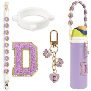 Imagem de Conjunto de pingentes de letras fofas compatível com garrafa de água Owala 680 g, 946 ml, 1,13 g, Owala Kids, copo de café Owala FreeSip – Inclui alça de alça, para acessórios Owala & Stanley Cup