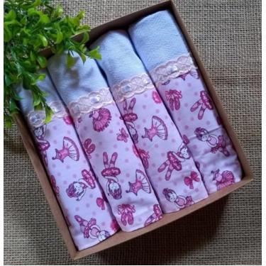 Imagem de Pano de Prato Estampa de Bailarina, Rosa e Branco, Conjunto com 4 Unidades