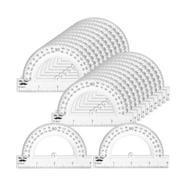 Imagem de Mr. Pen - Transferidor transparente de 10 cm, pacote com 24, pequeno transferidor escolar de plástico transparente