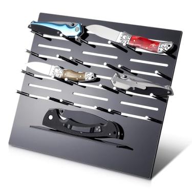 Imagem de Weysat Suporte de exibição de facas 30 x 26,6 x 15 cm de acrílico multiferramentas de armazenamento bloco organizador de mesa para 12 facas (não incluídas) para exibir punhais de bolso faca dobrável
