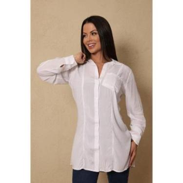 Imagem de Camisão Feminino Chamise Alongada Com Botões e bolso frontal Camisa social de manga Longa-Masculino