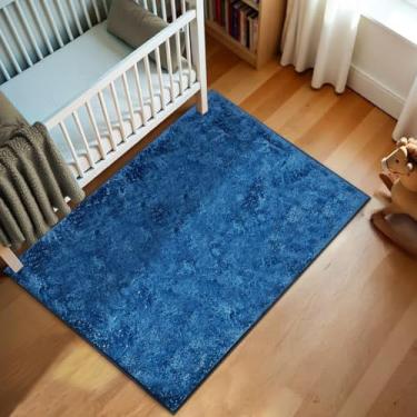 Imagem de 1 Tapete Quarto Infantil Peludo Beira Cama 100x150 Oa Cl Vr (AZUL JEANS Escuro - FELPUDO LISO)