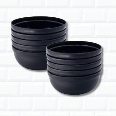Imagem de Kit 10 Mini Bowl Tigela Plástico Preto Pote Cumbuca 340Ml - Solrac