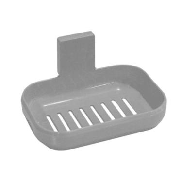 Imagem de Saboneteira Cinza Com Suporte De Parede Adesivo Prático - Arqplast, Ci