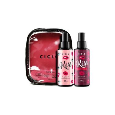Imagem de Kit Ciclo Kiss Body Splash 100Ml + Kiss You More Body Splash 100Ml + Estojo