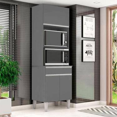 Imagem de Armário Paneleiro Torre Quente 2 Fornos Ambiente Andréia Cinza Fosco - AJL