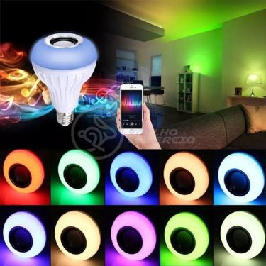 Imagem de Lâmpada Led 12W E27 Rgb Colorida Com Caixa De Som Bluetooth