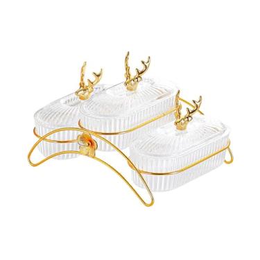 Imagem de WeiLaiKeQi Prato de salada de frutas secas, bandeja de servir com tampa, fruteira, pratos para lanche, bandeja de nozes para lanche, nozes, cupcake, sala de, Claro