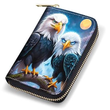 Imagem de stmedazm Porta-cartões de crédito para mulheres, carteira pequena de couro com bloqueio de RFID, carteira sanfonada com zíper, bandeira mexicana, totem asteca maia, Estojos de cartão stm-170