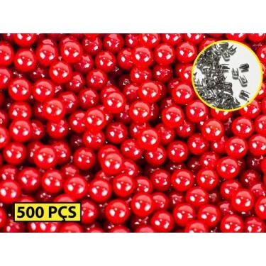 Imagem de 500 Perolas Vermelha 8mm + Rebite Pregar Balancim Ou Alicate - Importa