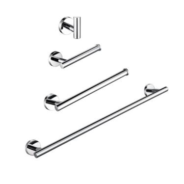 Imagem de Conjunto de acessórios para banheiro em ouro escovado, kit de ferragens, suporte para toalha de mão, suporte para rolo de papel higiênico, gancho para roupão, PC, conjunto de 4 peças