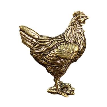 Imagem de Bothyi Escultura de animal de estimação em forma de galinha, enfeite de latão, estatueta para centro de mesa, amantes, prateleira, escritório, Forma de Galinha