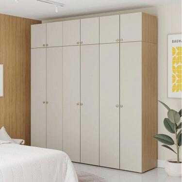 Imagem de Guarda-roupa 6 Módulos 12 Portas 9 Prateleiras Frame Cabecasa madeiramadeira Acácia/Arenas