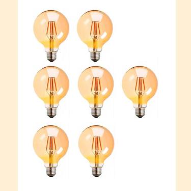 Imagem de Kit 7 Lâmpada Filamento Led Globo G95 4w Ambar 2200k Bivolt - Lumanti