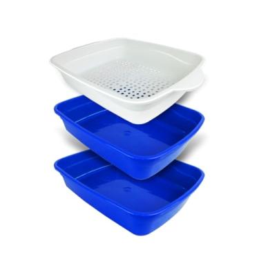 Imagem de Caixa de areia - Banheiro inteligente para gatos com duas bandejas. (Azul)