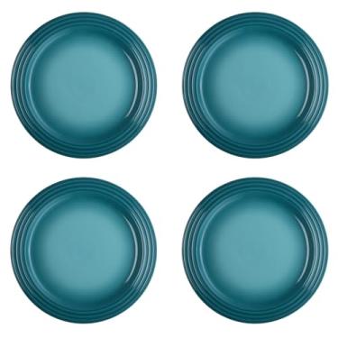 Imagem de Jogo de 4 Pratos Rasos de Cerâmica 22 cm Azul Caribe