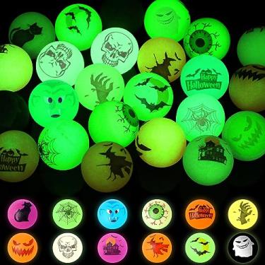 Imagem de 84 peças 12 estilos de bolas de Halloween para crianças, bolas que brilham no escuro para brincar de festa de Halloween lembrancinhas de saco de presente para brinquedos escolares jogos de sala de aula