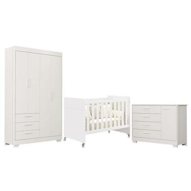 Imagem de Quarto De Bebê Zaki E Berço Americano Evolution 4 Em 1 Branco Acetinado - Reller