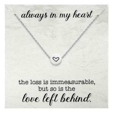 Imagem de Kvekstio Presente de simpatia, colar delicado em memória de coração, presente de aborto espontâneo para mãe do luto, presente de conforto de lembrança para amigos, Medium, Aço inoxidável, Sem Pedra