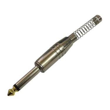 Imagem de Plug p10 mono profissional metalico espiral - ponta gold - Diprimeira