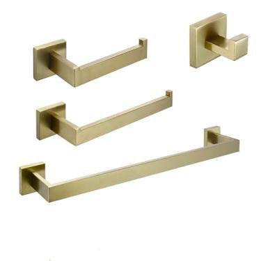 Imagem de Conjunto de banheiro preto fosco - suporte para toalhas de aço inoxidável - kit de ferragens, BG, conjunto de 4 peças de 40 cm