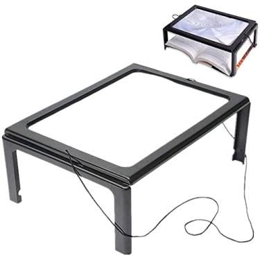 Imagem de s para artesanato, lupa 3X, com 4 luzes LED, suporte dobrável, lupa A4 Advaed, lente 240 * 160 MM, lupa retangular, quente como Substitutability