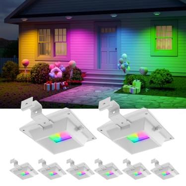 Imagem de GVSHINE Pacote com 8 lâmpadas de calha alimentadas por energia solar ao ar livre, à prova d'água, 12 lâmpadas de LED com clipe para Rainsprout, cerca, trilho, parede, deck, jardim, quintal, passarela,