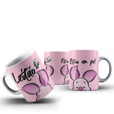 Imagem de Caneca Leitão Ursinho Pooh 325ml Cerâmica Estampa Amorosa