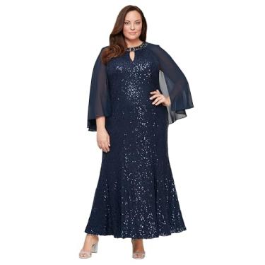Imagem de Alex Evenings Vestido feminino plus size com ombro vazado, Capa azul-marinho, 48
