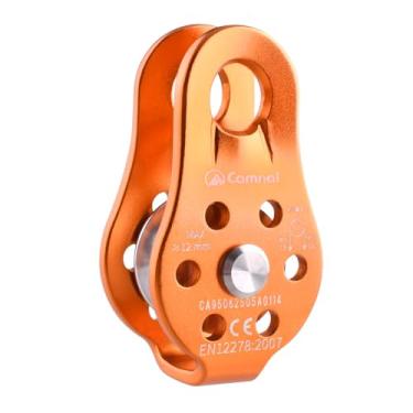 Imagem de TRIWONDER Polia de escalada 26kN Polia de resgate com certificação CE Polia única Polia de corda de olho fixo de alumínio (02 26kN - Laranja)