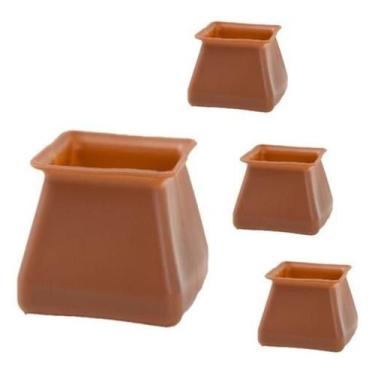Imagem de Kit 8 Pçs Quadrado Protetor Silicone Para Pé De Cadeira Mesa - Geoprot