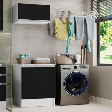 Imagem de Kit Área De Serviço 60 Cm Com Armário E Balcão Branco/preto