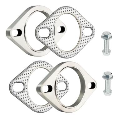 Imagem de EVIL ENERGY Kit de conexão de flange de escape de 2 parafusos, flange de escape de aço inoxidável e kit de vedação de escape com parafusos e porcas, kit de reparo de flange dividida (6,3 cm)