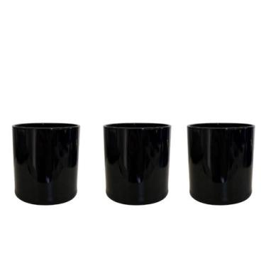 Imagem de Kit 3 Copos de Vidro Whisky Preto 230 ml - META ATACADO