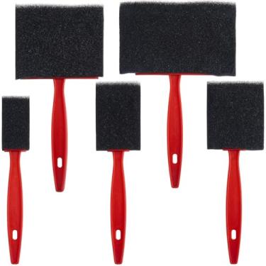 Imagem de Hzopcw 5 pincéis de tinta de espuma, ferramenta de pintura de esponja com cabo de madeira, pincel de esponja para colorir verniz, colagem, artesanato, reforma da casa, limpeza (2,5 cm, 3,6 cm, 5 cm