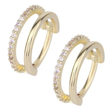 Imagem de Brincos itânio para Cartilagem Feminina, Brincos Piercing Conch com Duplo Aro CZ 13mm com Zircônia Cúbica Joia Piercing Orelha Moderna para Mulheres Homens Tragus Daith Septo (Dourado)