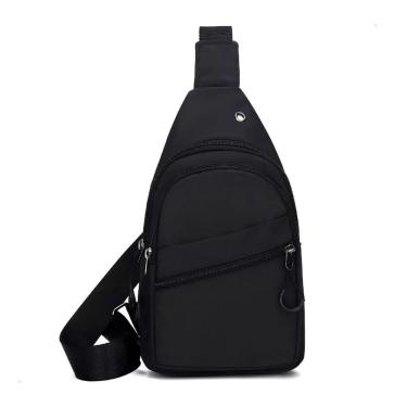 Imagem de Mochila Bolsa Tiracolo Transversal Pochete De Peito Cross Body Com Alça Unica Unissex Preto