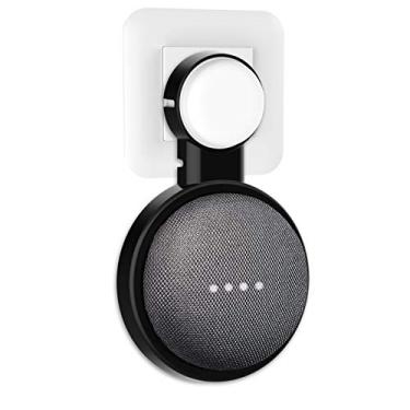 Imagem de HomeMount Suporte de parede para Google Home Mini ou Google Nest Mini (2ª geração), acessórios para tomada com economia de espaço, para Google Mini Voice Assistant (branco) (traseira)